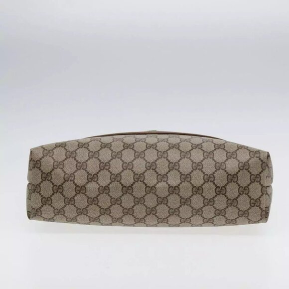 GUCCI GG Canvas Web Sherry Line Tote Bag PVC Leather Beige Green Red Auth - Picture 6 of 16